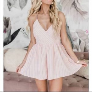 Main Strip multi stripe crossback v neck romper
